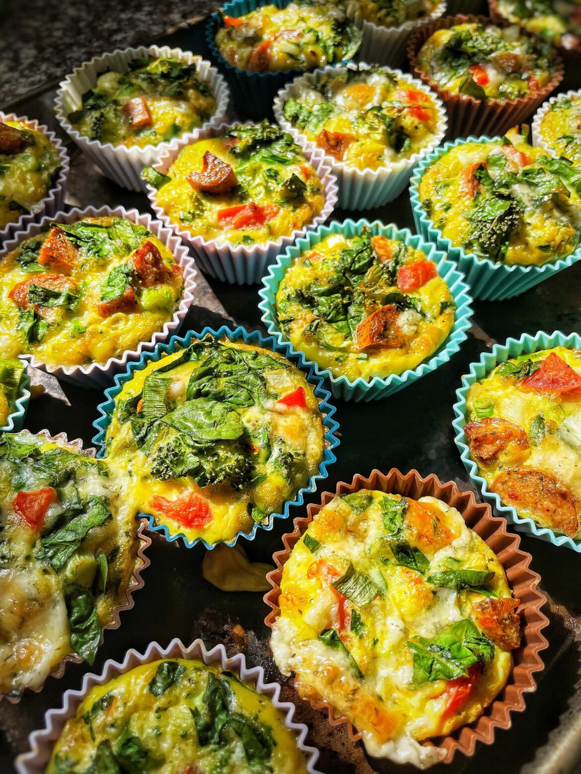 [homemade] egg bites with whatever's left in the fridge