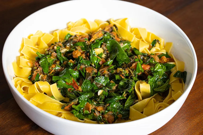 Tomato, Chard, Kale, Spinach with Pappardelle Pasta