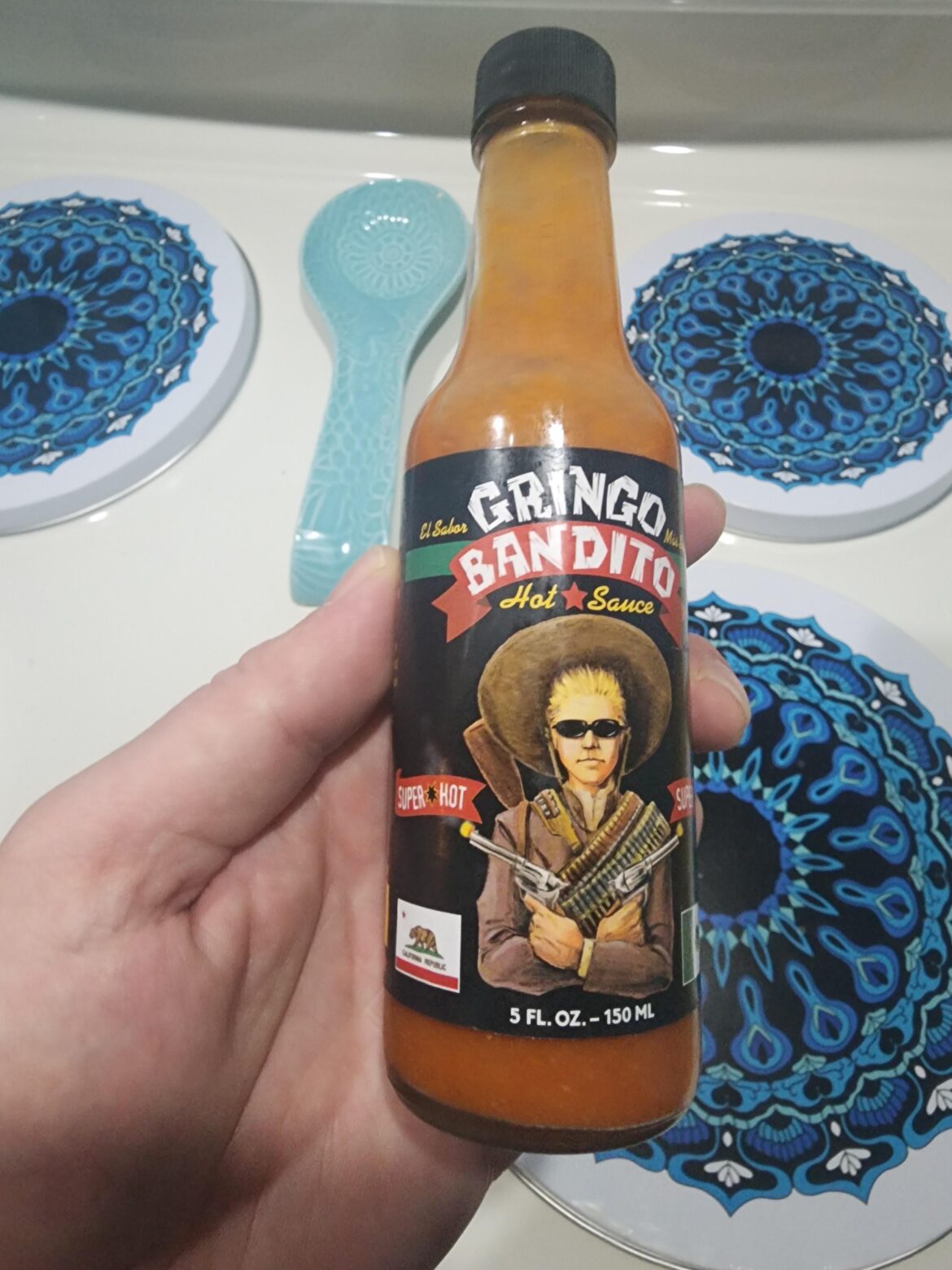Wife got this Dexter Holland sauce as a gift cuz we love the Offspring, but it turned out to be really tasty. The original is ok, but the super hot is prefect for me in terms of heat and flavor.