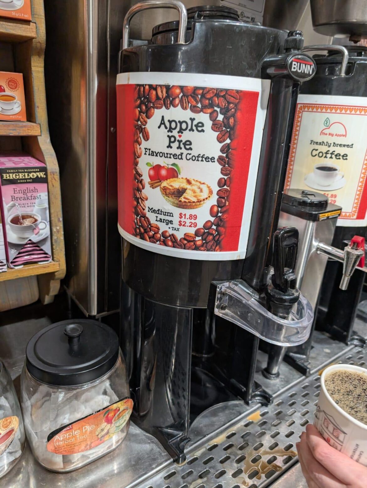 Apple pie coffee at The Big Apple in Colborne, ON