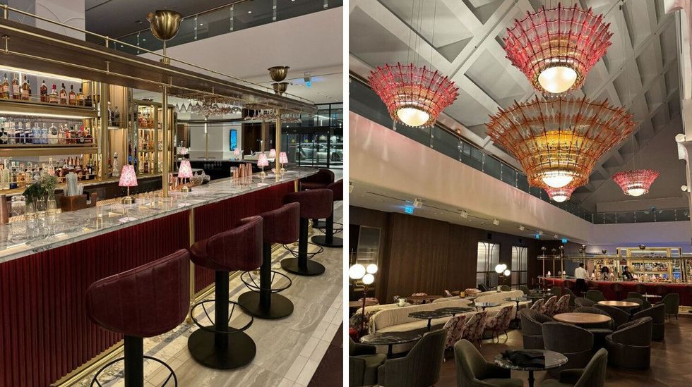 The bar at a Toronto restaurant. Right: Seating area in a french-inspired Toronto restaurant.