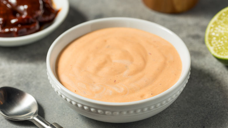 A bowl of homemade chipotle mayonnaise