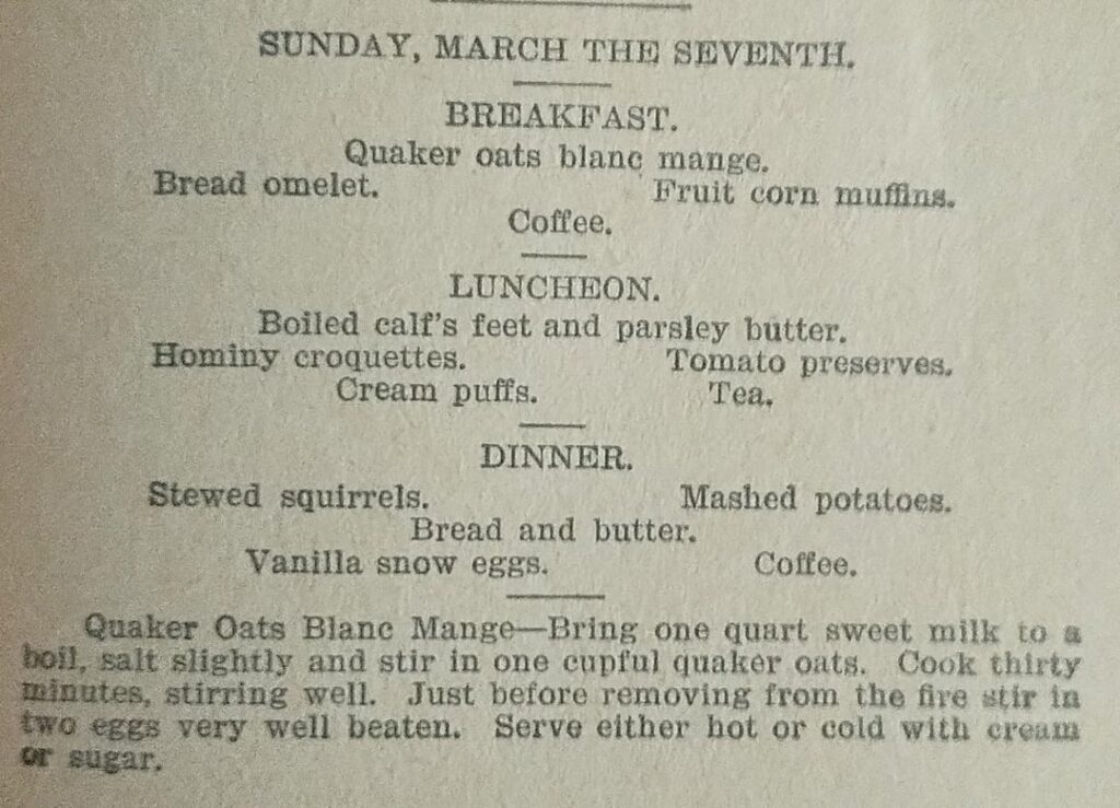 Menu March 7th 1896