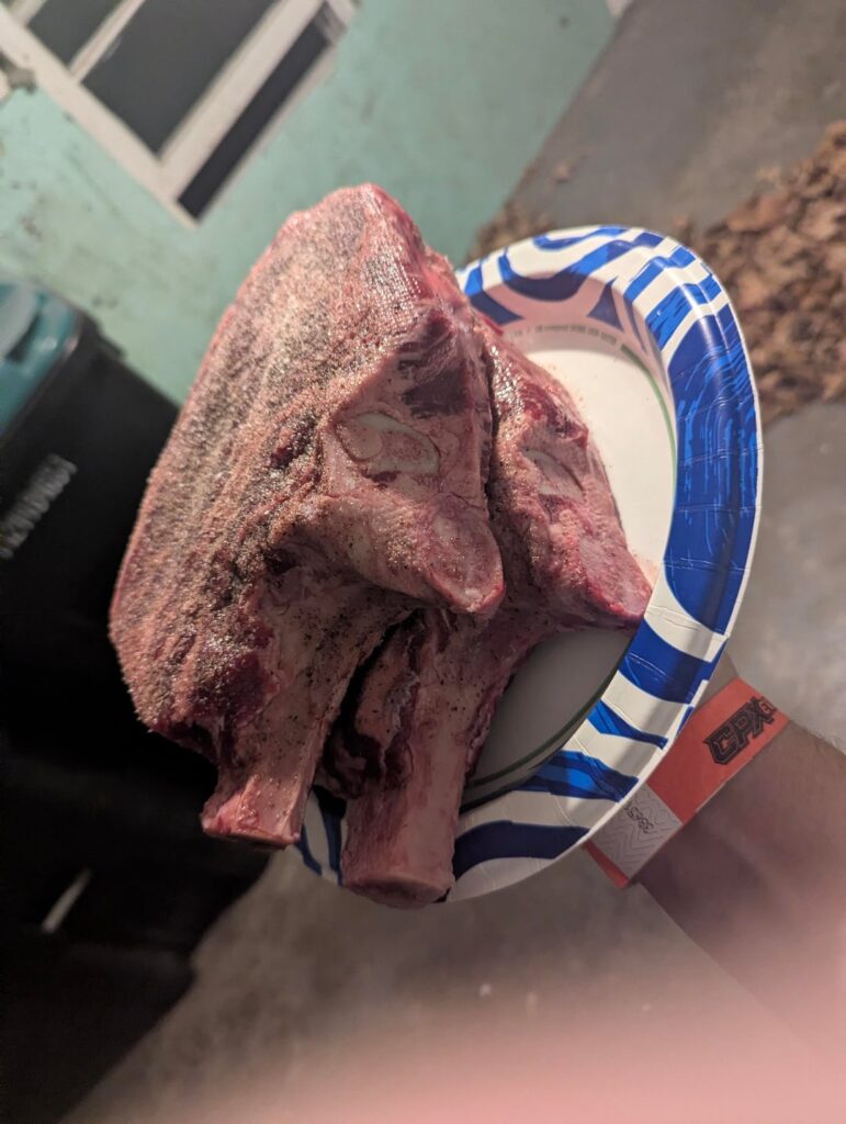 4.5lbs of ribeye on a smokey joe