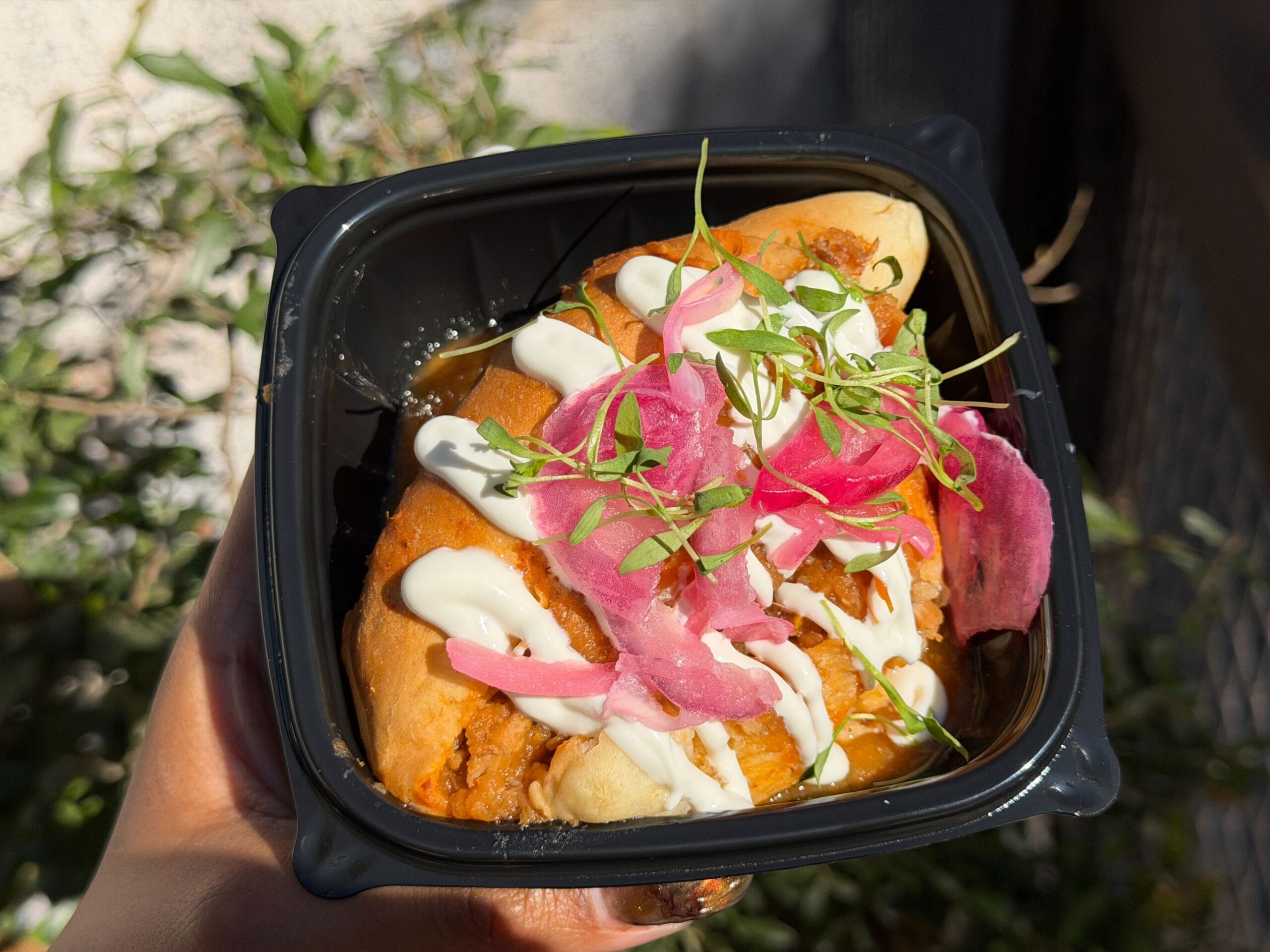 This is my most perplexing item of the festival. The meat is moist and well-cooked, and we get a lot of it. Carnitas usually aren't my favorite, but I was pleasantly surprised by this version and am a pretty big fan. The salsa is fresh, flavorful, and very tomato-heavy, with a good spice level, so again, a warning to those spice sensitive. The carnitas, the veggies, and the salsa were super fresh. Unfortunately,  this dish was very hard to eat, mostly due to the fact that the bread was pretty soggy because it was sitting in a bowl of salsa. The dish would be much more enjoyable if served on a plate with the salsa in a ramekin, so you could drizzle or dip the sandwich to maintain the integrity of the bread. Because I ended up having to eat this with a fork, and that's not ideal. This item could have been great because taste-wise, I was impressed. However, the delivery method fell short, making it lose out on a high score. 