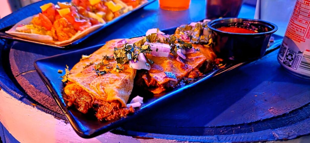 Birria & Shrimp Mango tacos from Bandoleros Tacos in Oakland Park FL. DELISH!