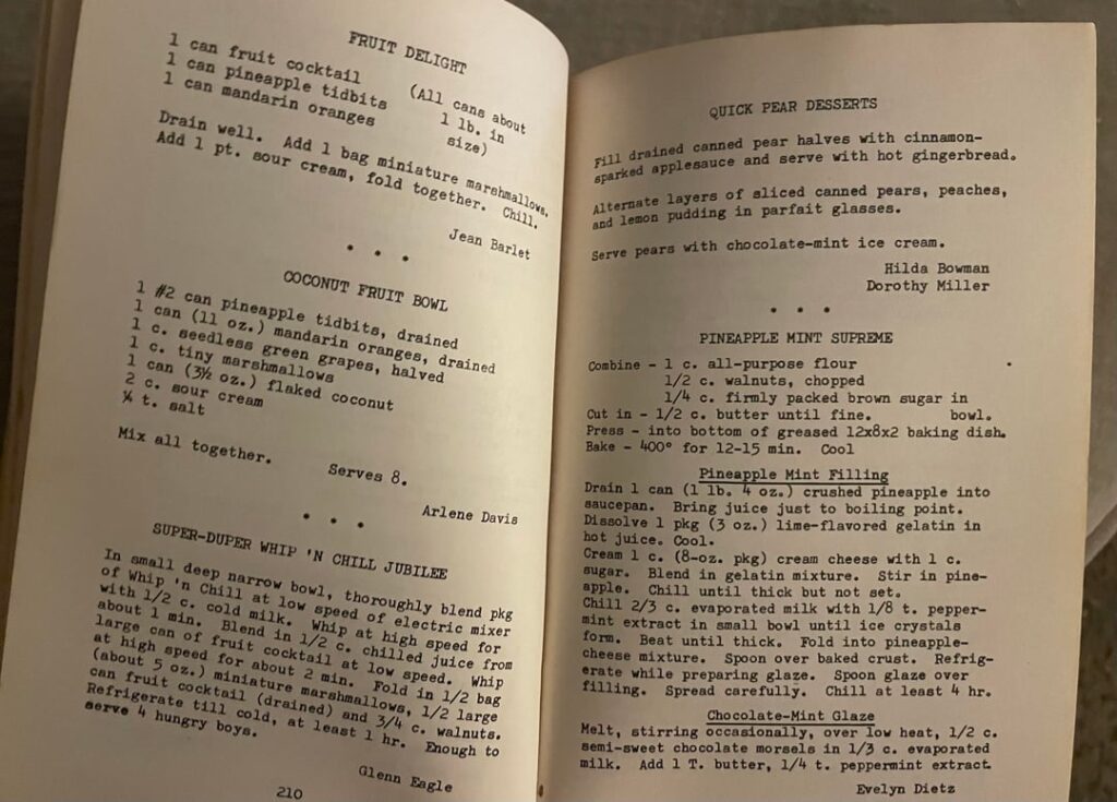 Bountiful Harvest church cookbook from the 1970s part 2