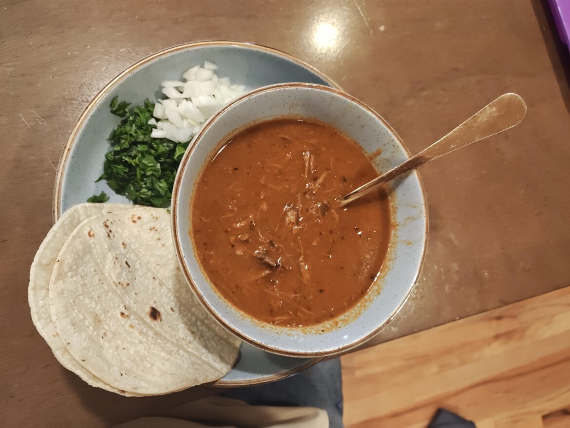 Tonight we made Birria tacos (sorry only got the picture right before assembling), been slowly braising all afternoon. Delicious