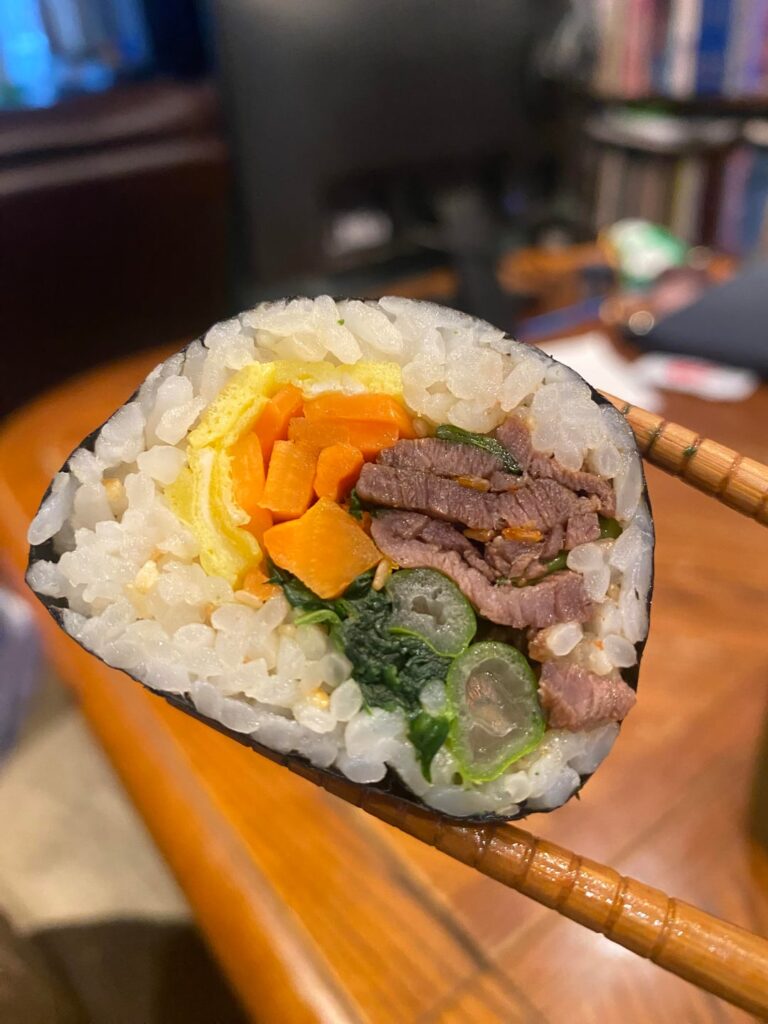 Gimbap & soup (first time, rolling is hard)