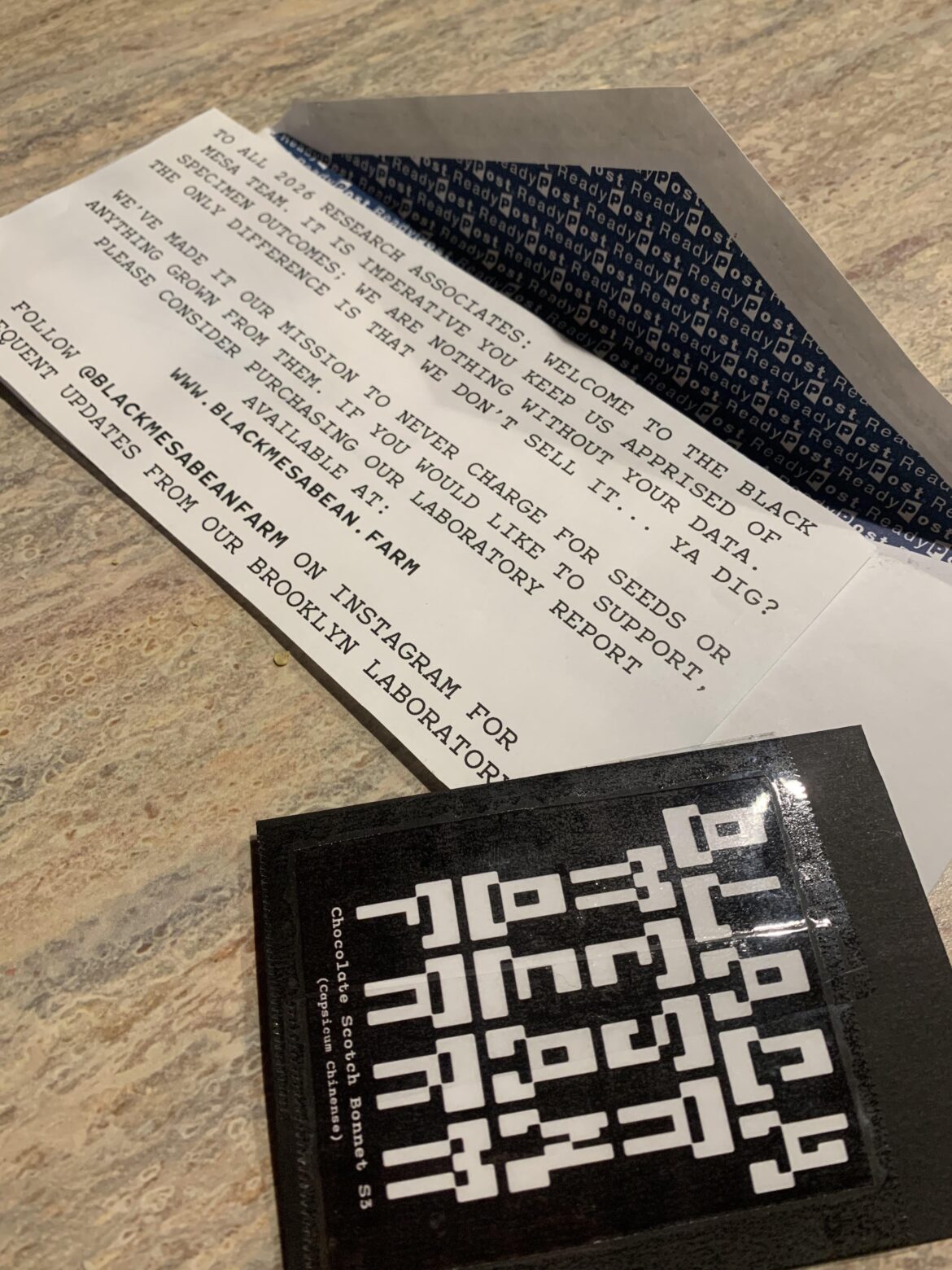 Received the Free Chocolate Scotch Bonnets offered by Black Mesa Bean Farm