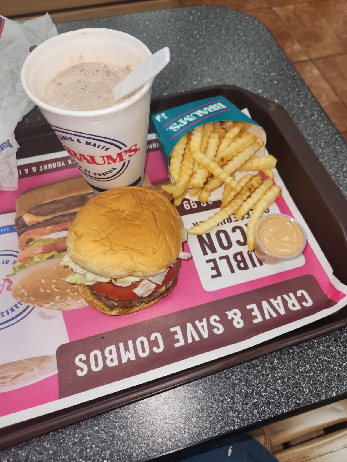 Braums 1/6th pounder combo. $7.86 out the door