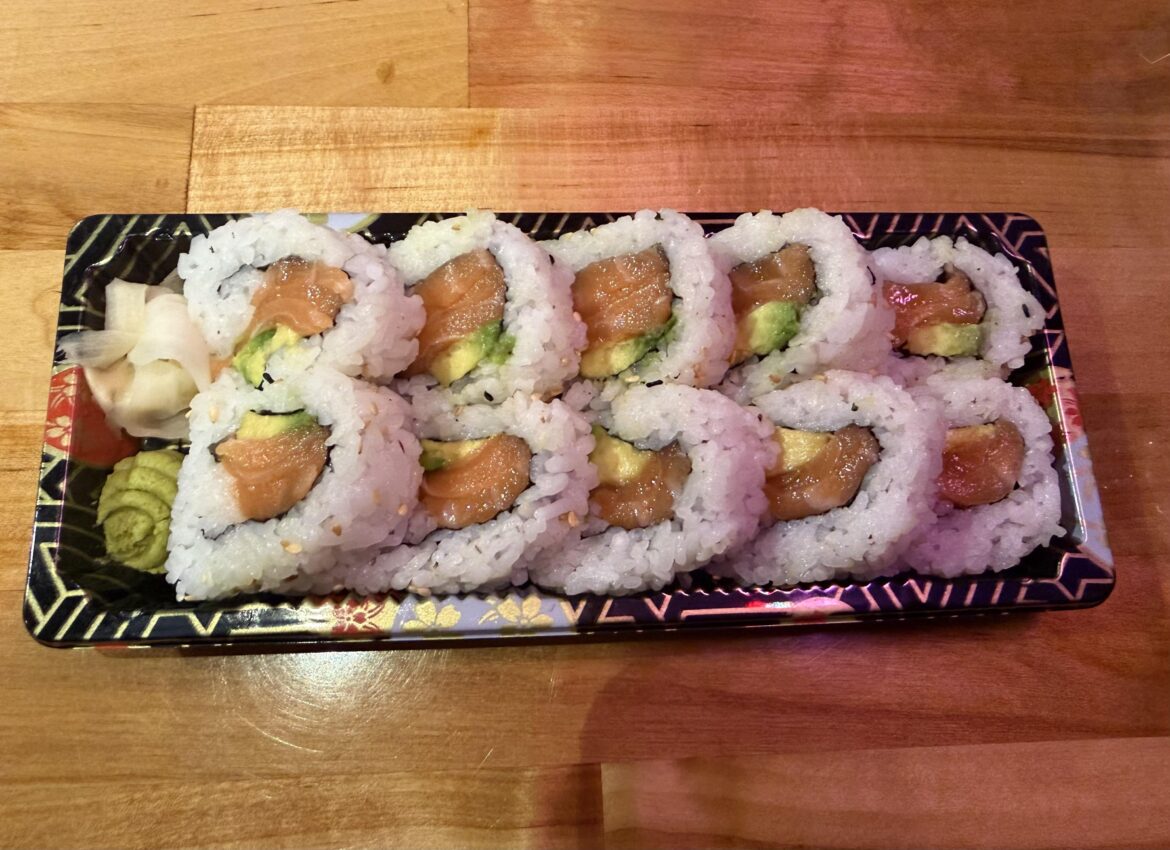 first time trying sushi - salmon avocado rolls!