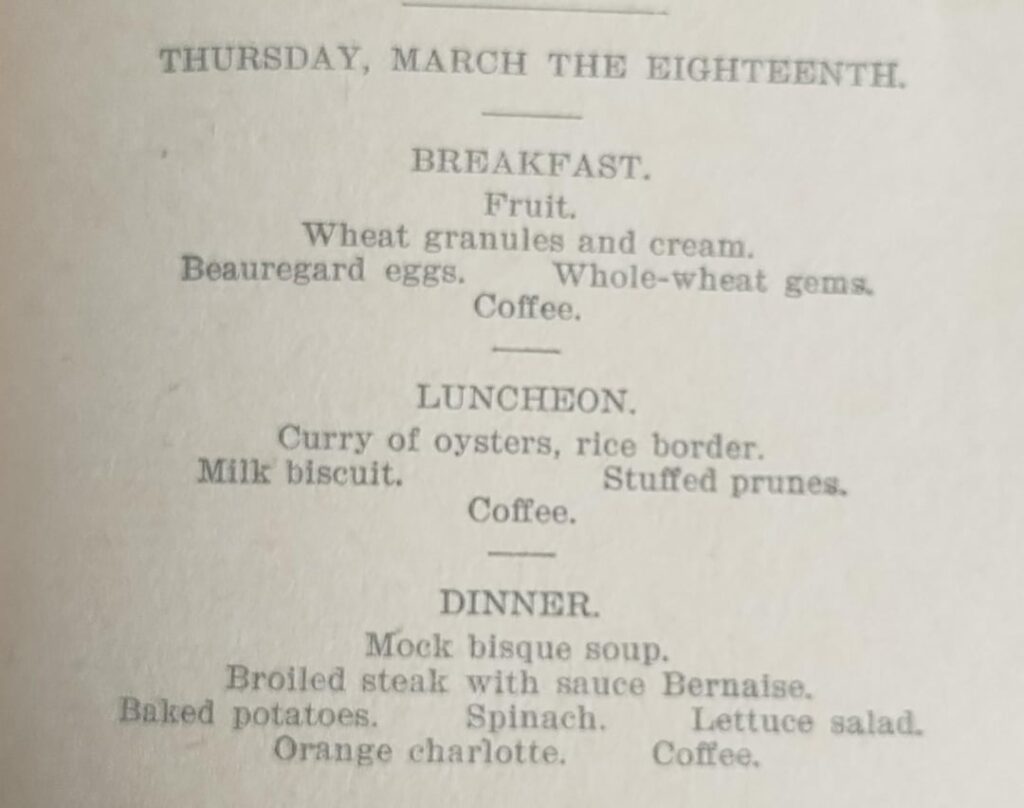 Menu March 18th 1896