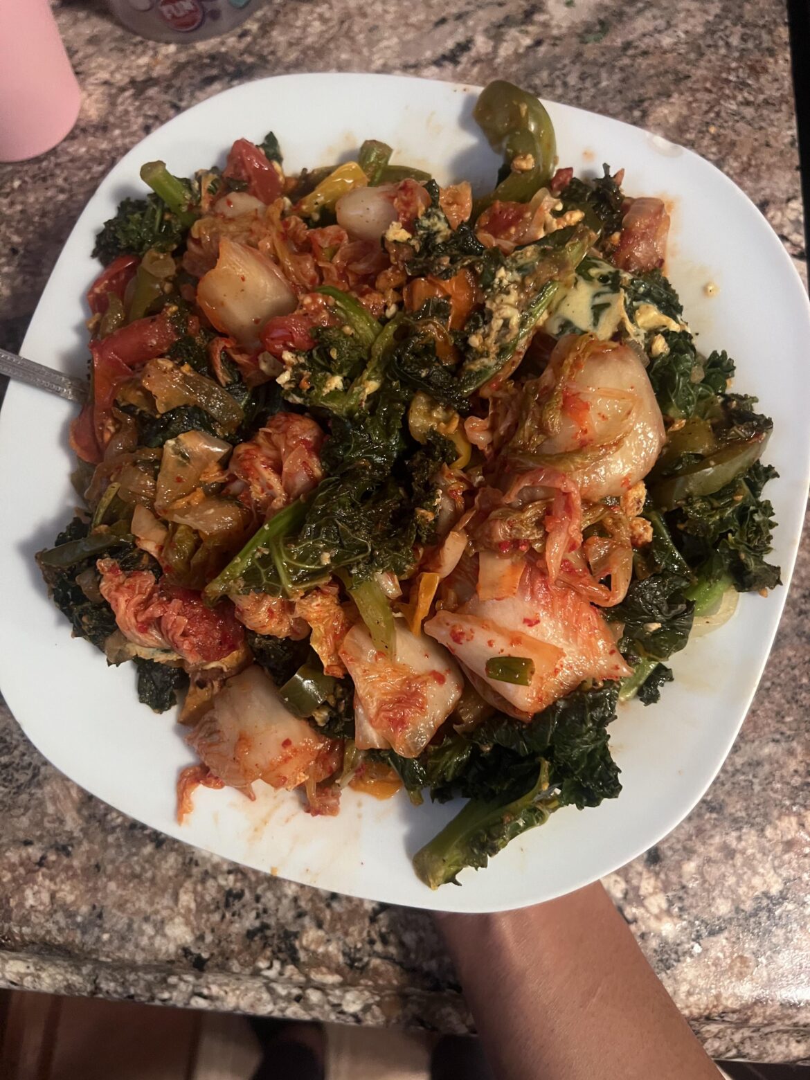 Stir fry- 448 cals , 68g carbs , 22g of protein, and 11g of fat.