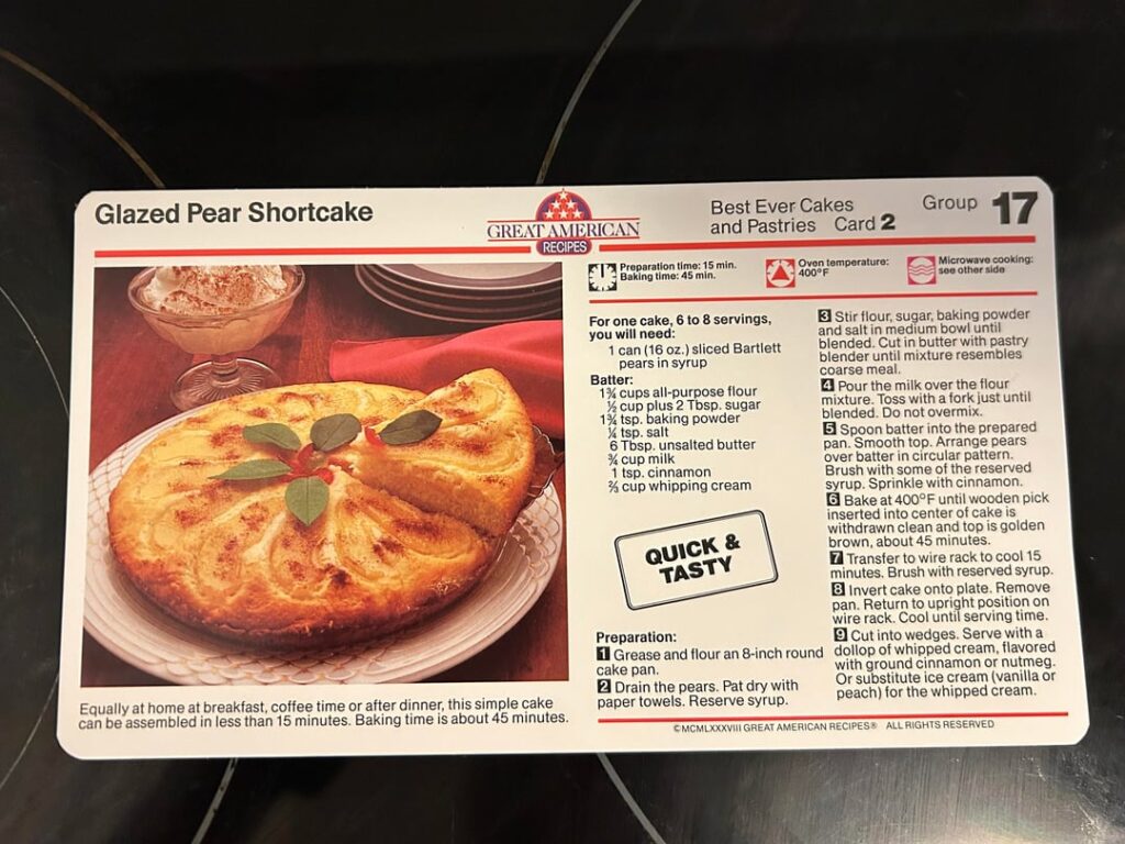 Steak Diane, Pear Shortcake 1988 Gread American Recipes