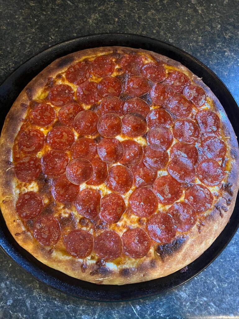 Made two pizzas today. This one I made after 4 hours and the other is in the fridge for 72 hours.