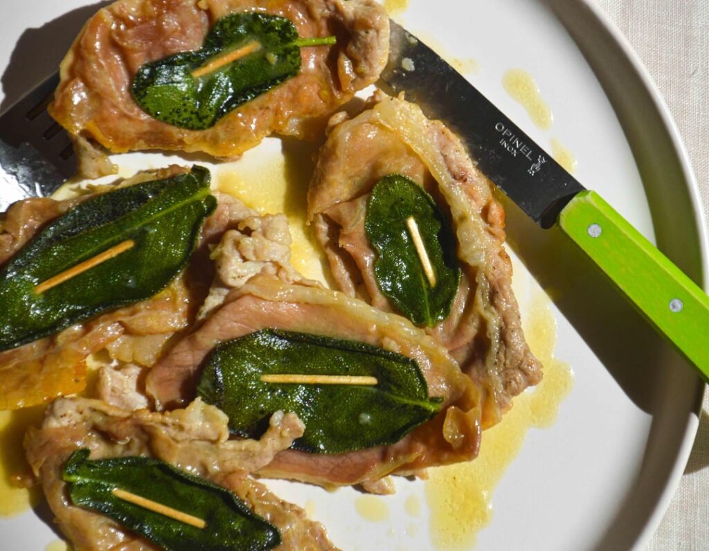 Saltimbocca alla Romana and a side of ultra crispy potatoes with rosemary