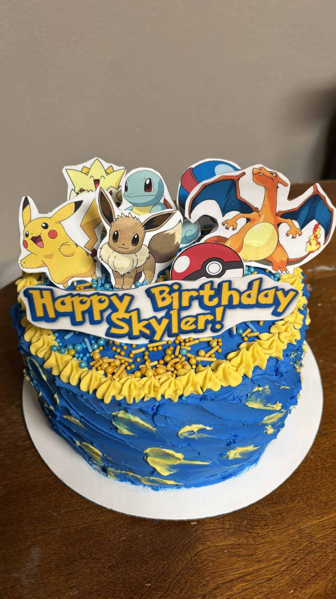 Made my own cake toppers. I think it came out cute!