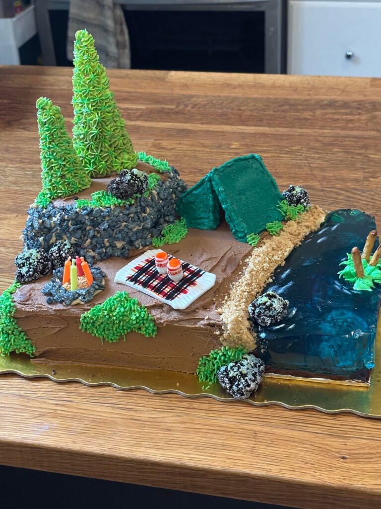A camping anime cake I made for my wife’s birthday!
