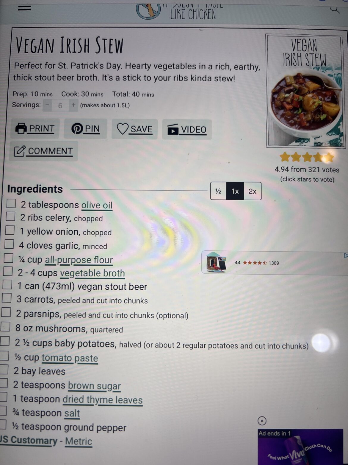 Vegan Irish stew recipe