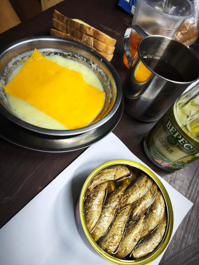 Some canned fish for a little comfort in the army.