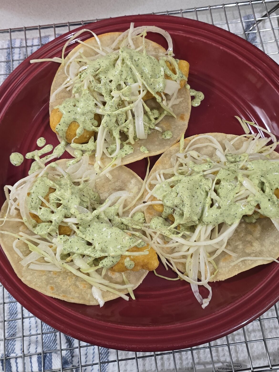 Fish Tacos with Cilantro Crema