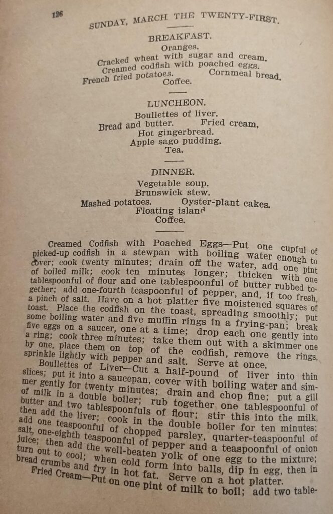 Menu March 21st 1896