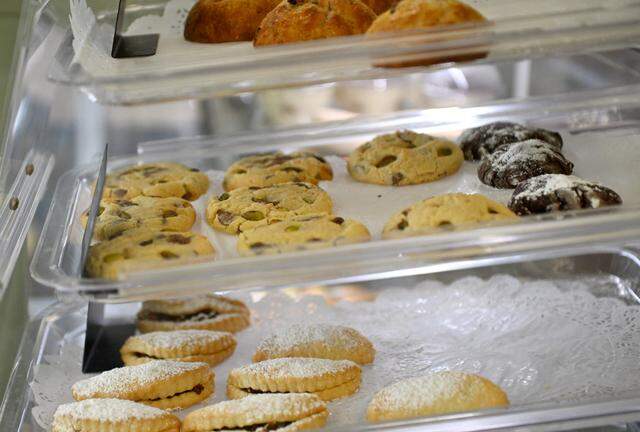 Chocolate chip tahini cookies, chocolate chip pistachio cookies and mini apple pies from Kitchen Garden in State College on Wednesday, Feb. 5, 2025.