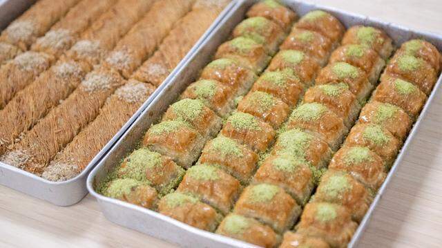Rolled Kadaif and baklava from Kitchen Garden in State College on Wednesday, Feb. 5, 2025.