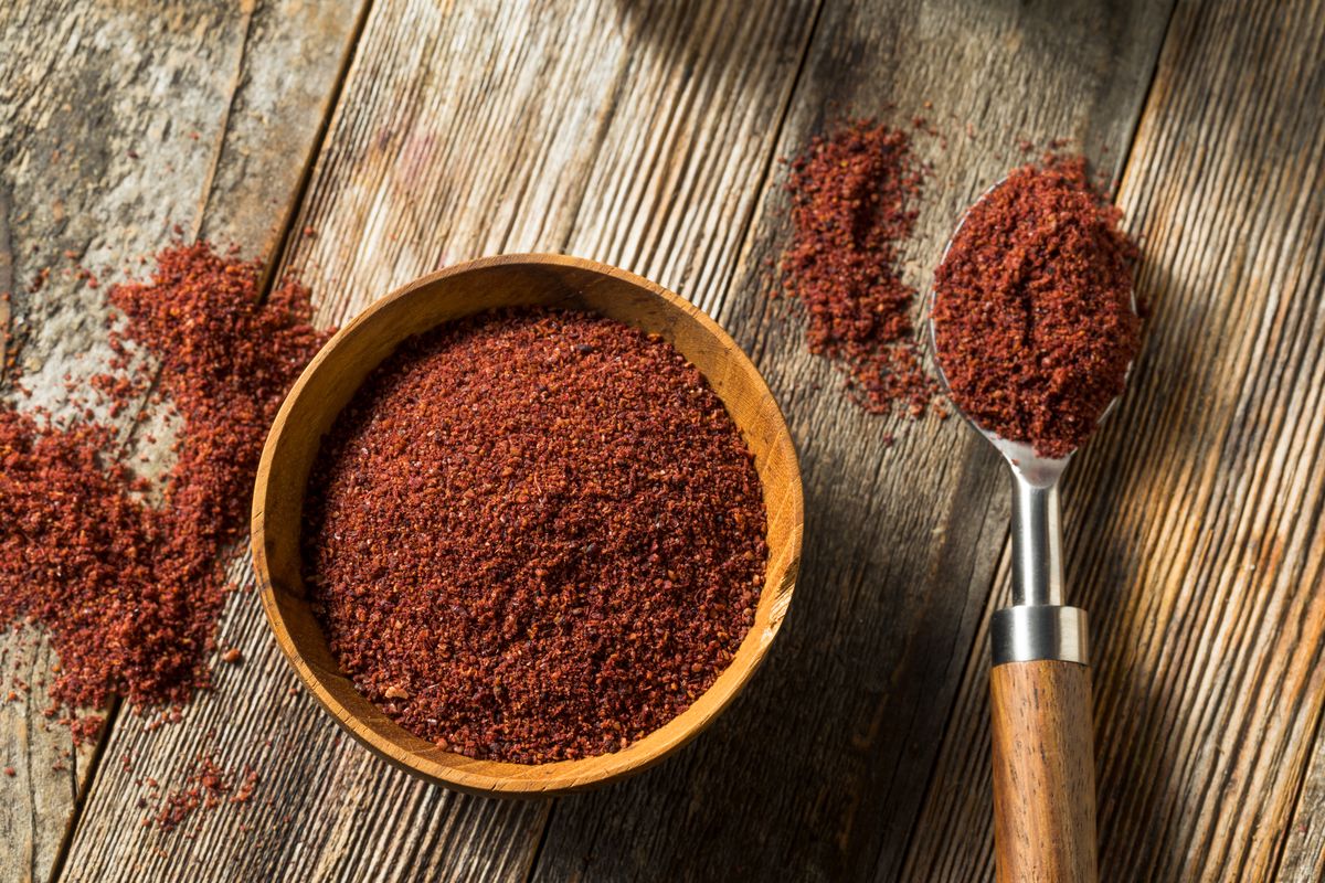 Raw Red Organic Dried Sumac in a Bowl
