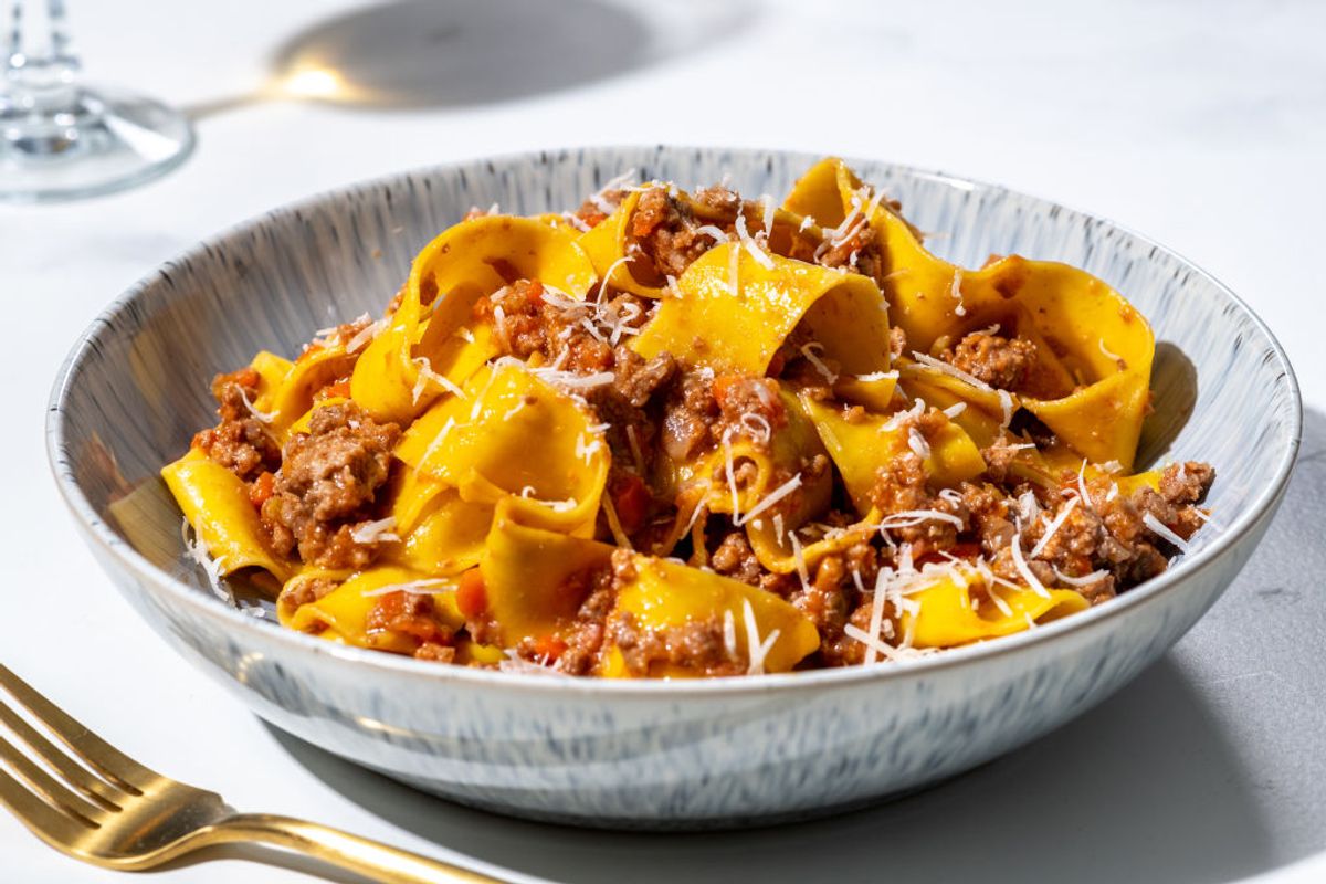 This recipe calls for pappardelle pasta