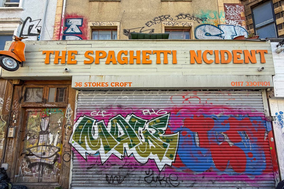 The Spaghetti Incident on Stokes Croft was closed up when BristolLive visited on April 27