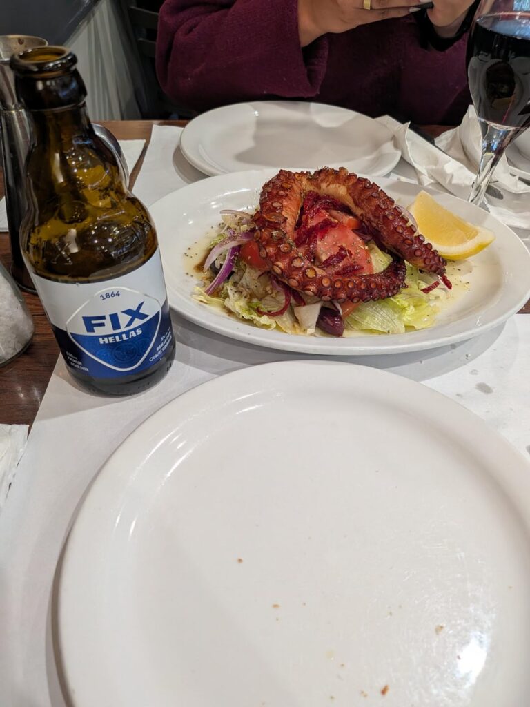 Grilled Octopus + Chicken Souvlaki Plate @ Pape Village