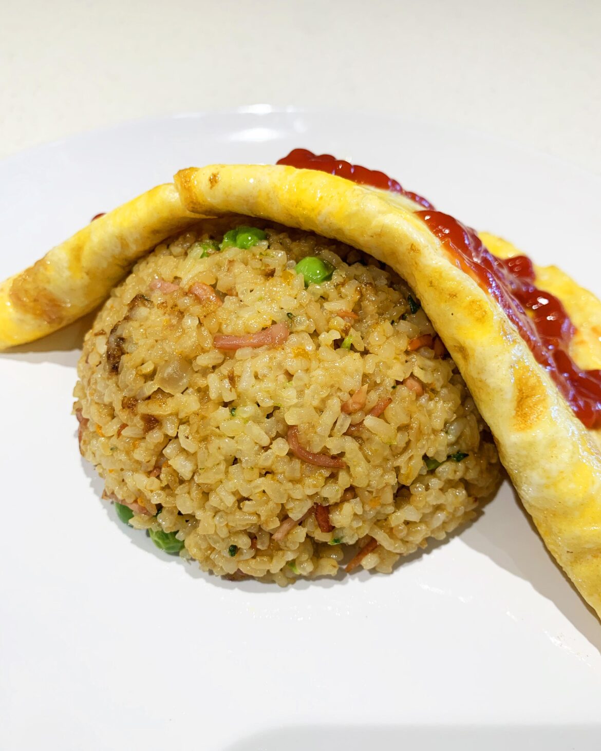 Buttery Egg Omurice with Ham & Veggies