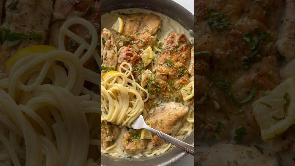 Creamy dreamy zesty chicken piccata pasta are what my dreams are made of
