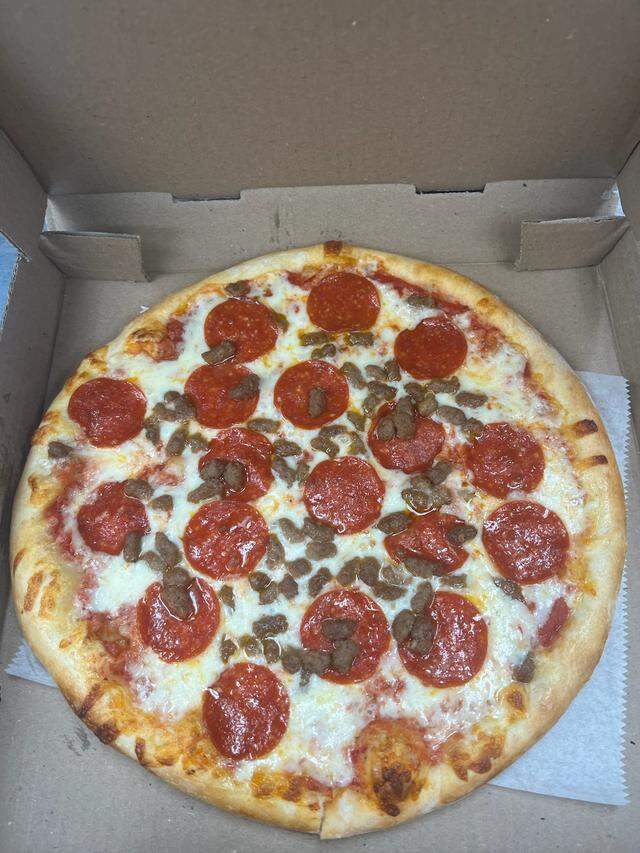 The Pepperoni and Beef Pizza is a customer favorite at Zeko’s Village Italian Family Restaurant in Denver NC near Lake Norman.