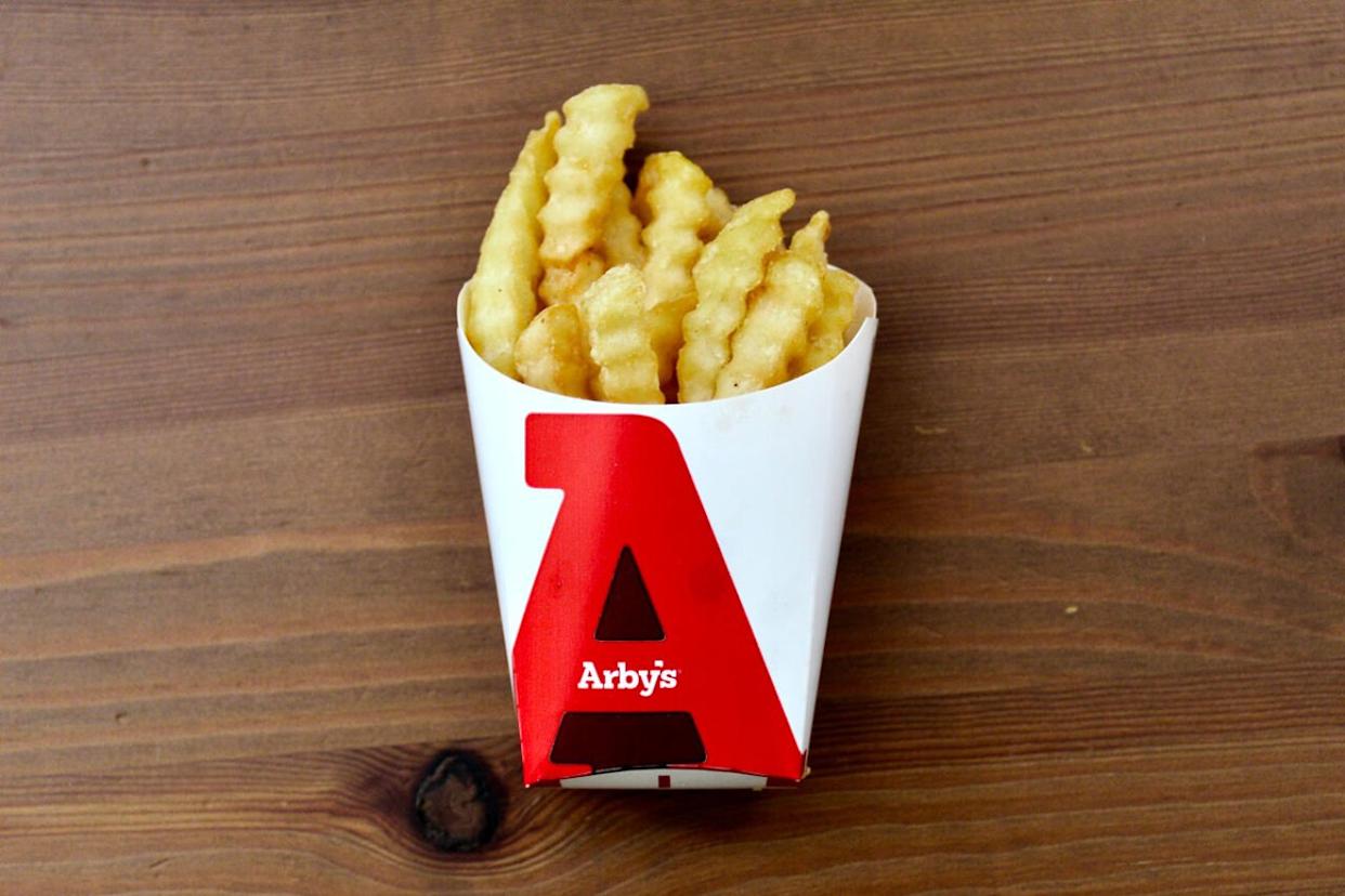 Overhead photo of Arby's french fries -