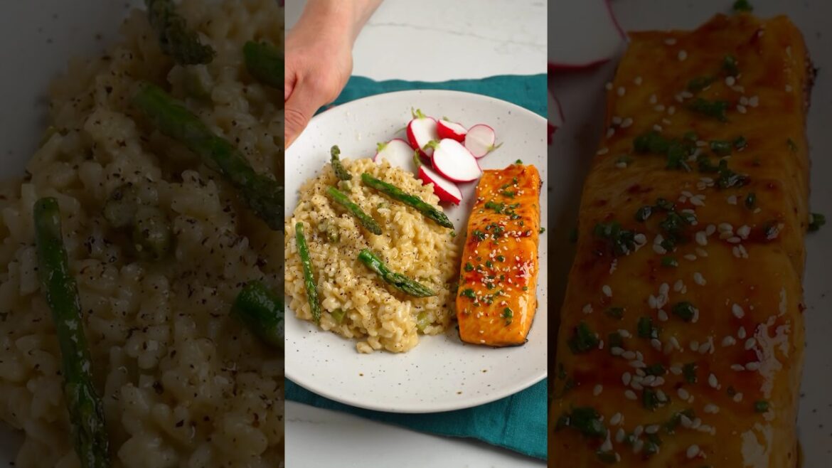 Hot Honey Salmon & Asparagus Risotto