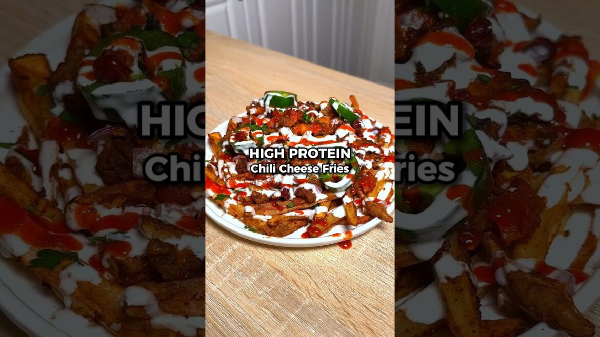 INSANE High Protein Loaded Chili Cheese Fries Recipe #shorts #fries #highprotein
