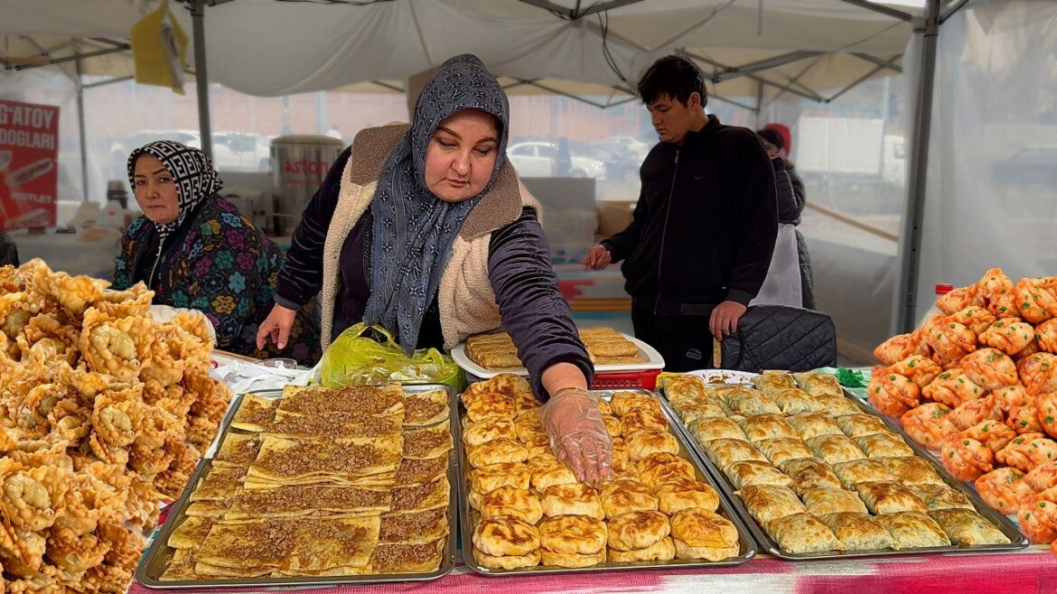 UZBEK Cheapest BREAKFAST Market! Uzbek YUFKA, CHUCHVARA, NARYN | Silk Road Food