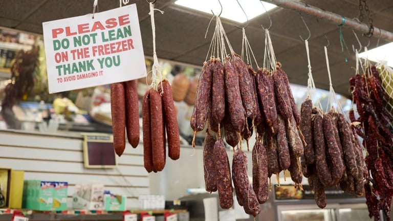 The sausage scene at Razzano's in Glen Cove.