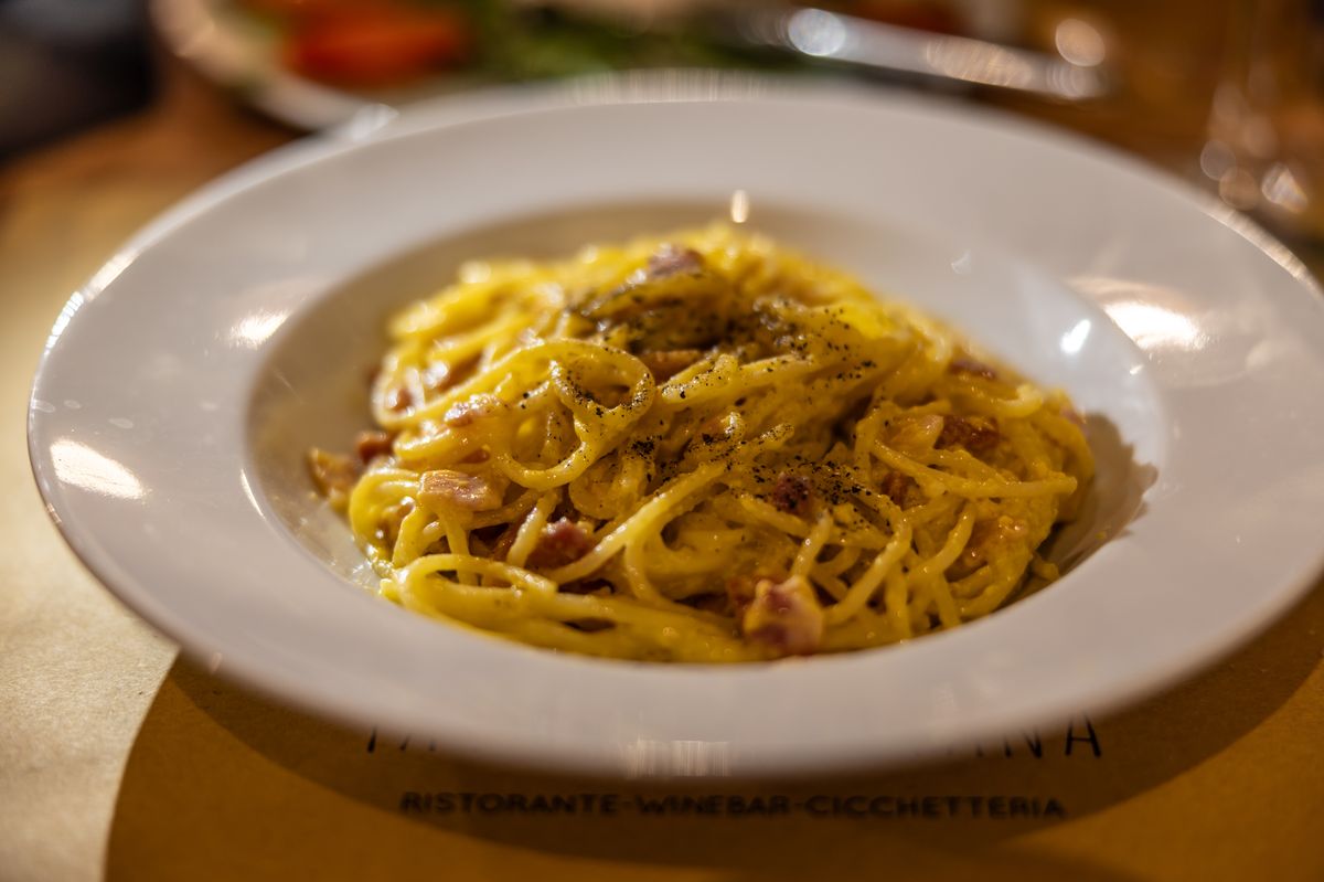 Spaghetti carbonara.