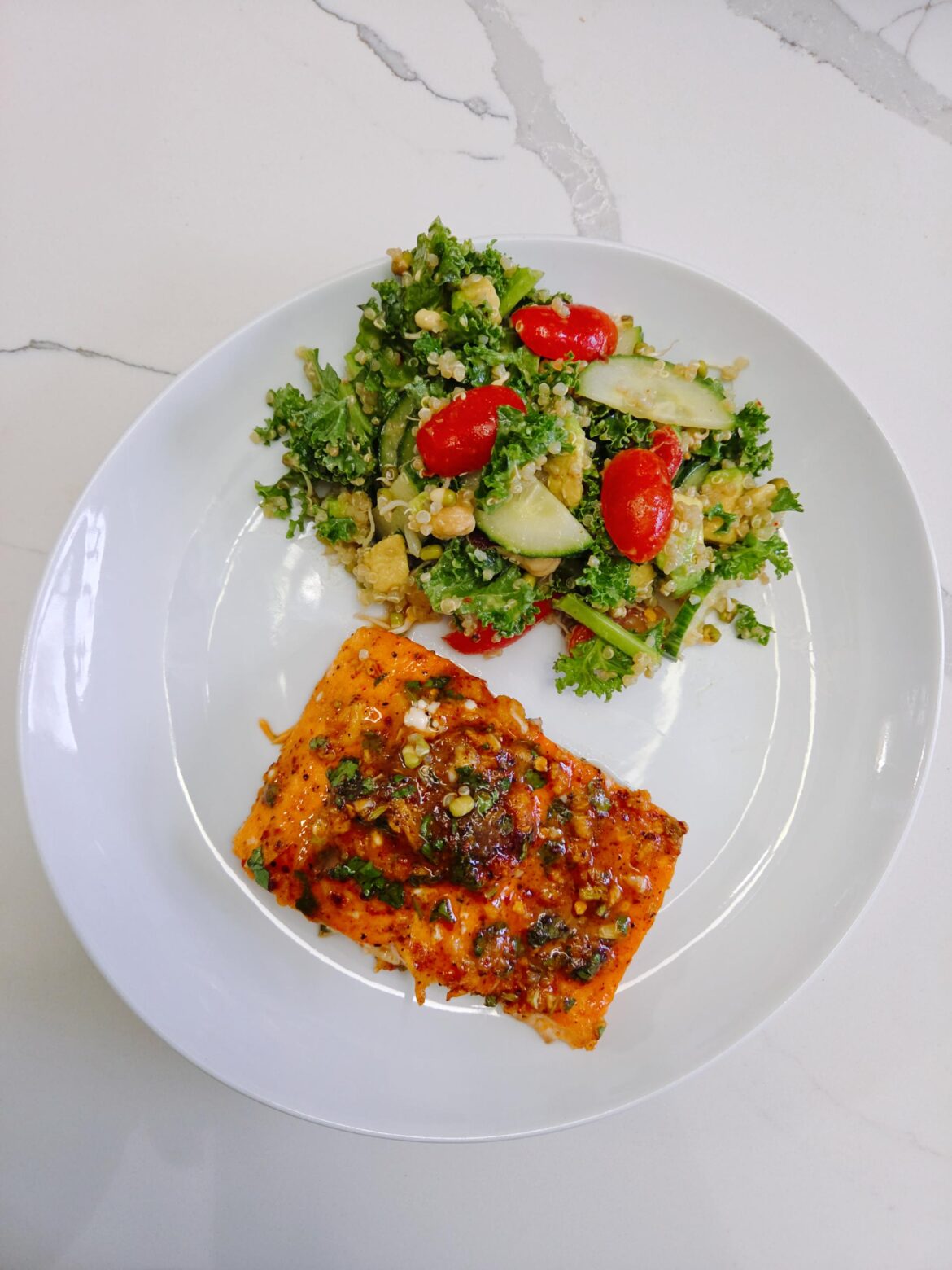 Oven baked salmon with quinoa salad