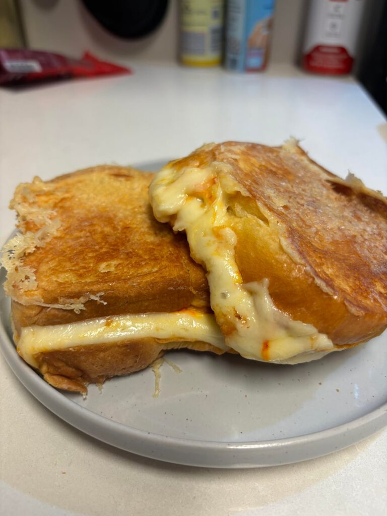 Munster and Parmesan crust on French brioche