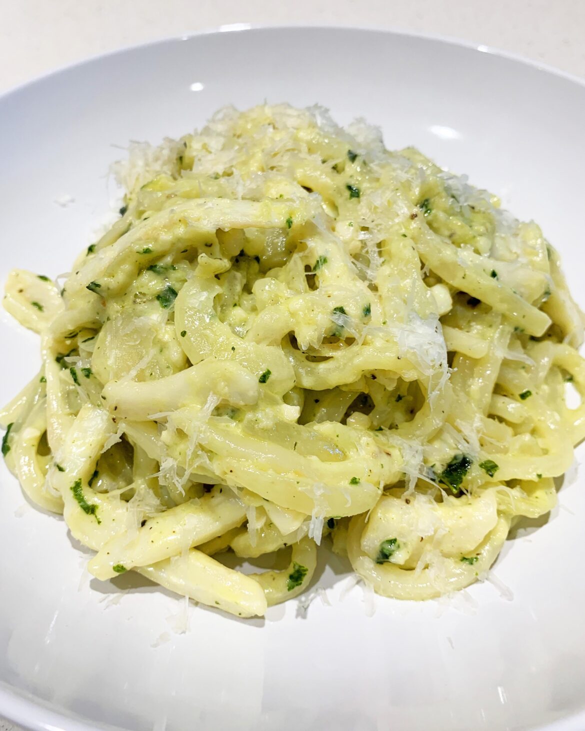 Buttery Squid Udon Noodles with Creamy Parmesan Sauce