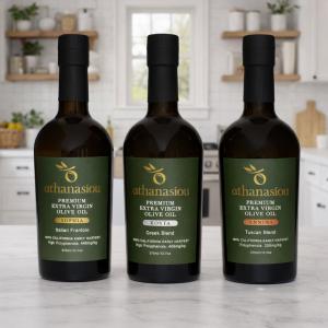Three Olive Oil Varieties, Frantoio, Tuscan Blend, Greek Blend