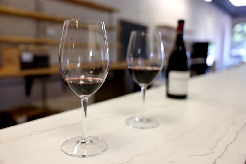 Glasses of 2017 Pinot Noir from Santa Cruz Mountains Estates at Nobody's Wine Bar in Syracuse. (Katrina Tulloch | ktulloch@syracuse.com)
