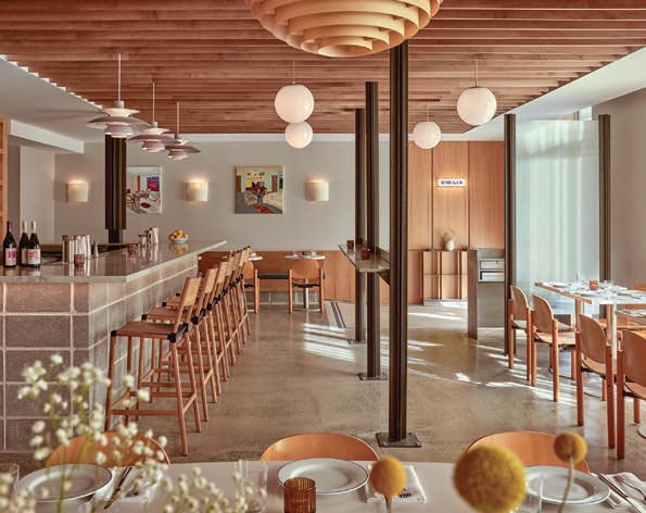 Natural textures define Emiliaâs intimate Fishtown dining room. PHOTO BY JASON VARNEY