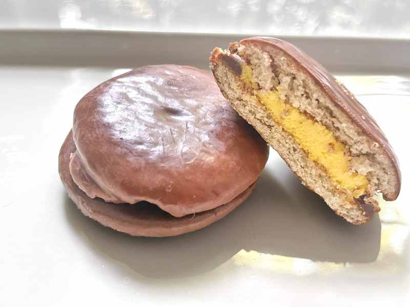 Little Debbie snacks Boston Creme pie on plate.