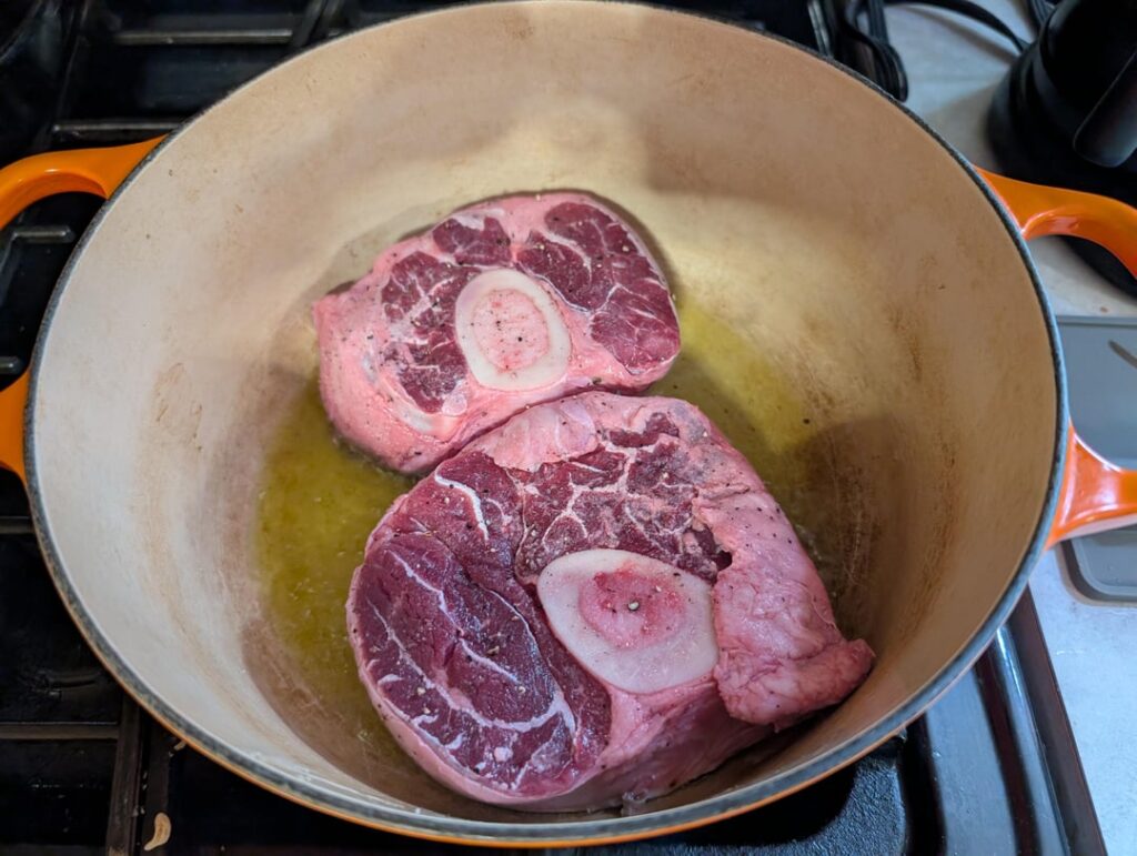 Beef shanks braised in red wine, enjoyed by the whole family
